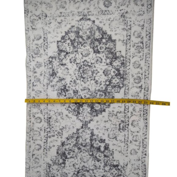 Hallway Runner Rug White Grey Distressed Farmhouse 24x70 Non Slip Machine Wash - Picture 3 of 7